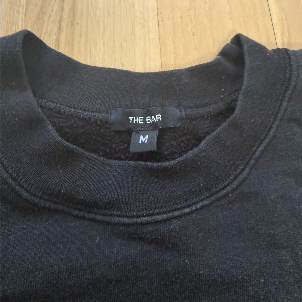 THE BAR Black Varsity Sweatshirt Boyfriend Fit Size M *stains - Picture 3 of 12